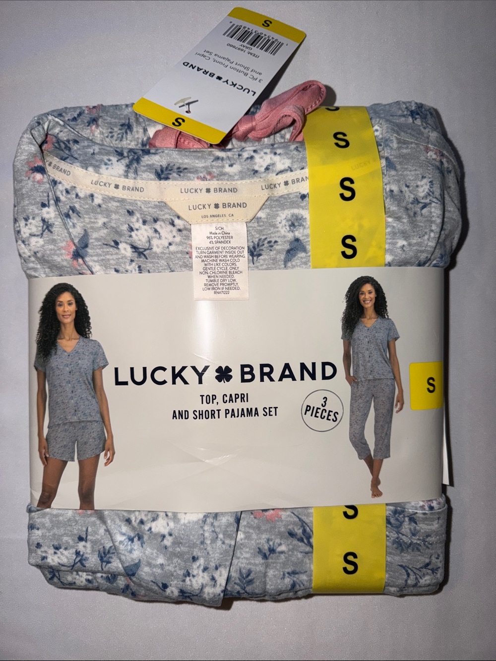 Lucky Brand NWT Women's 3 Piece Short Sleeve Pajama Set Size Small